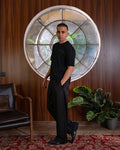 AUREL PLEATED BLACK TROUSER